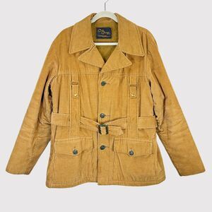 VINTAGE Cal Craft Mens Field Jacket Brown Corduroy Belted Outdoor 60s 70s Medium